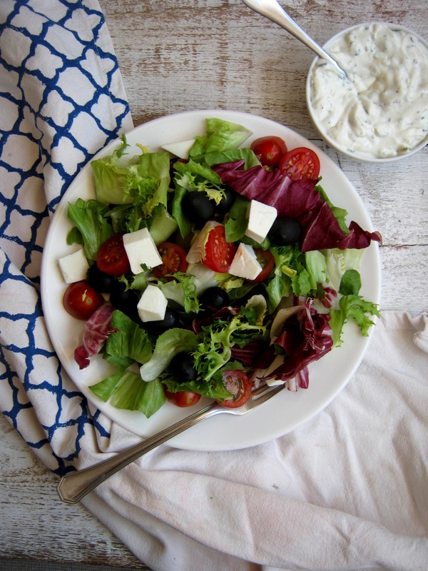 Greek Salad with Homemade Tzatziki Dressing