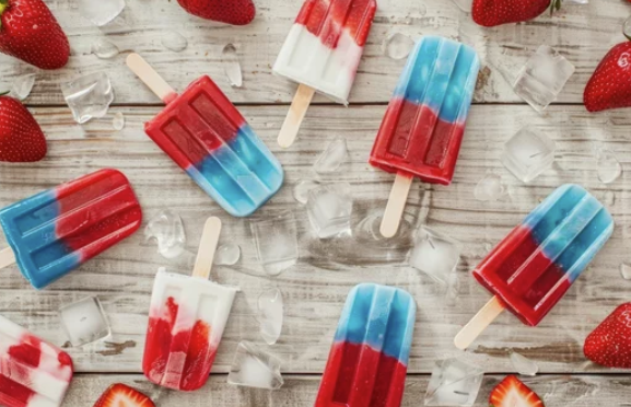 Patriotic Red, White, and Blue Popsicles