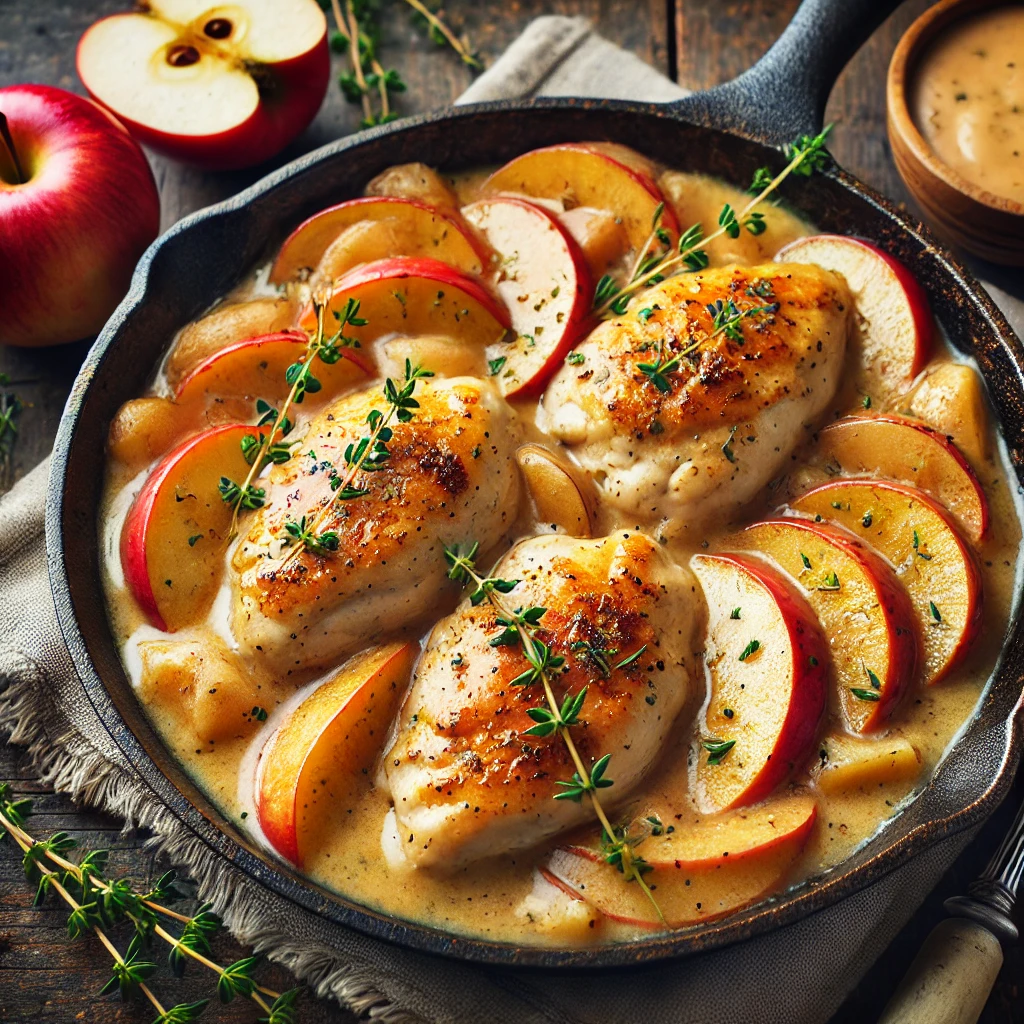 Creamy Apple Bourbon Chicken Skillet