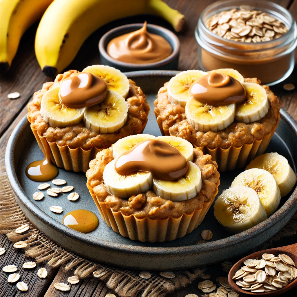 Peanut Butter Banana Baked Oatmeal Cups