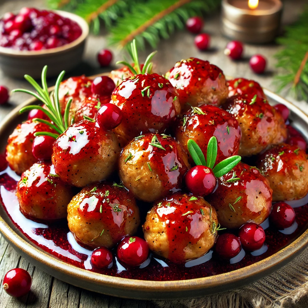 Cranberry-Glazed Turkey Meatballs