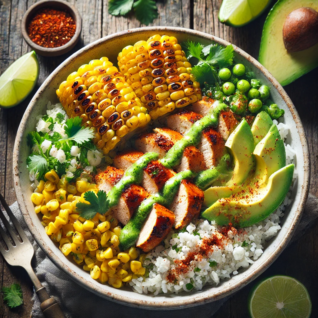 Street Corn Chicken Rice Bowl