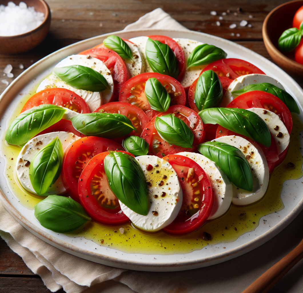 Caprese Salad with Mozzarella, Basil, and Tomato