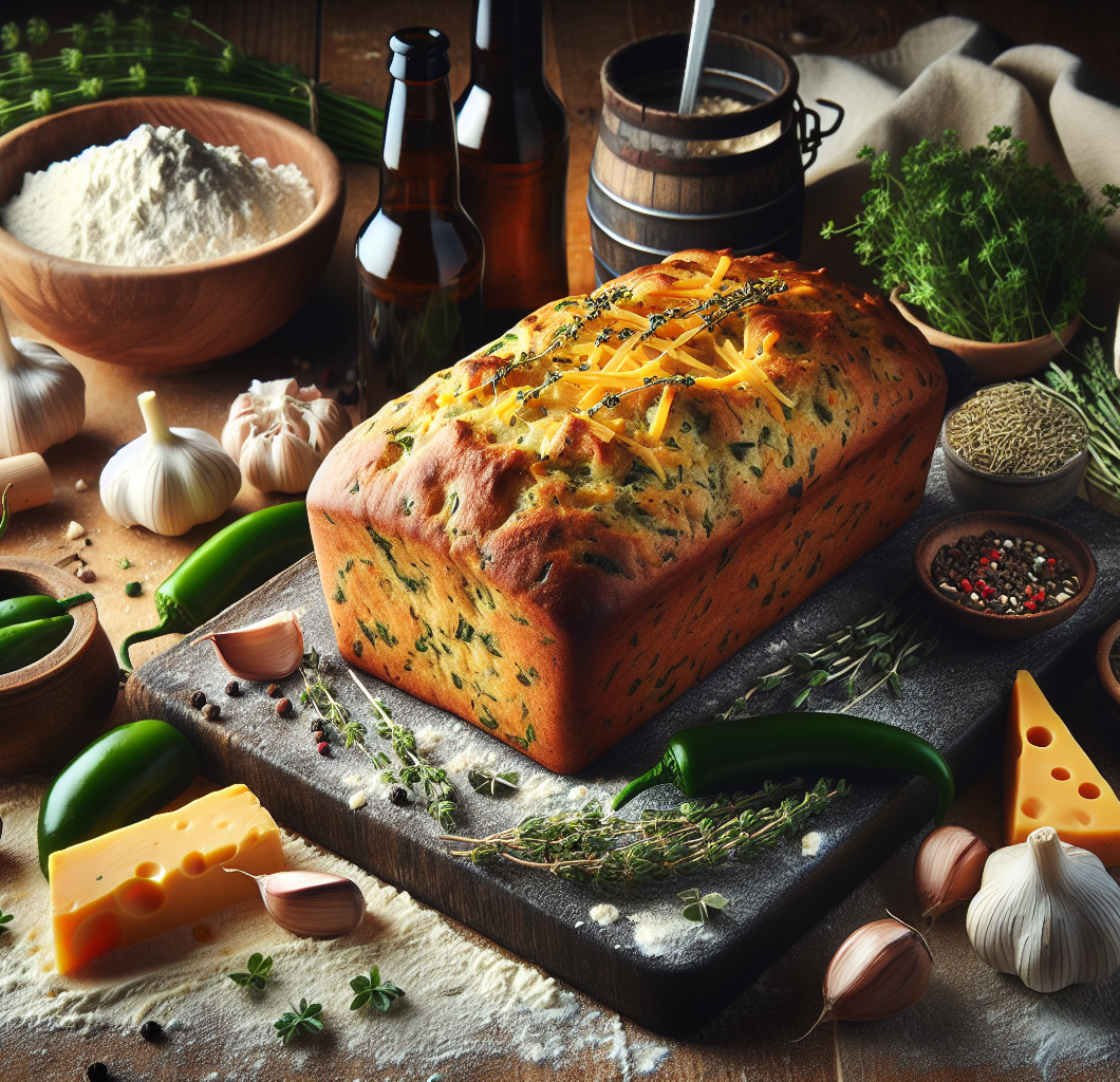 Garlic Herb Jalapeño Cheddar Beer Bread