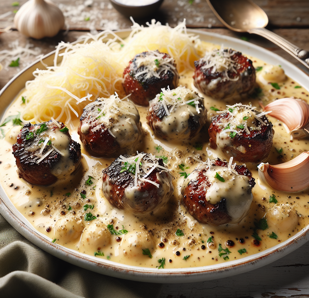 Garlic Butter Steak Bites with Parmesan Cream Sauce