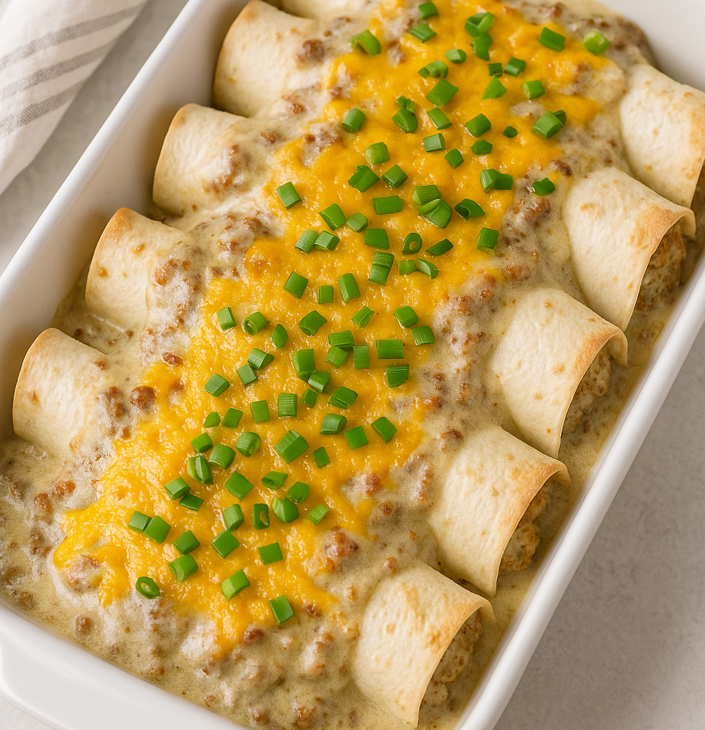 Southern Breakfast Enchiladas with Sausage Gravy