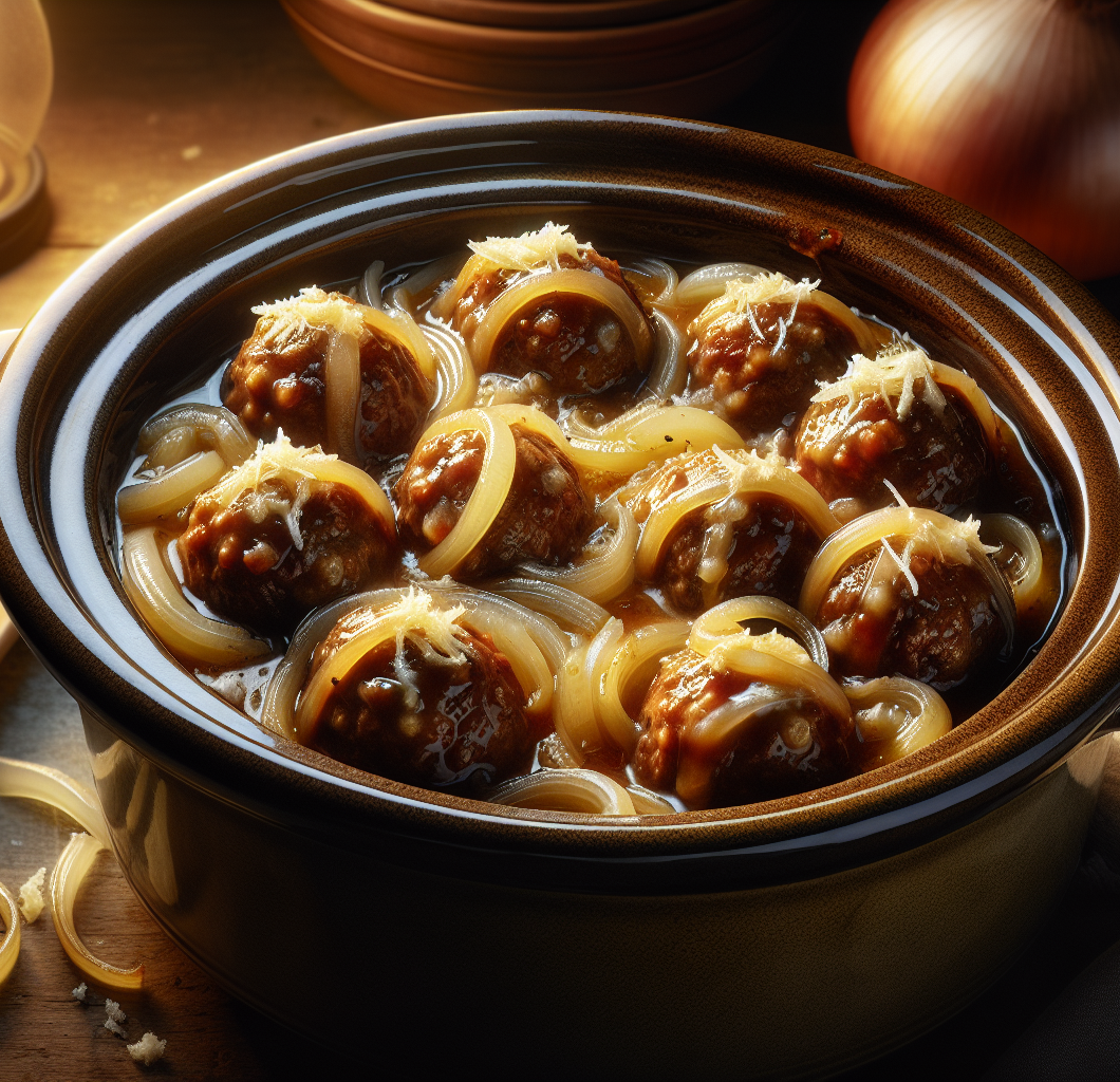 Crockpot French Onion Meatballs