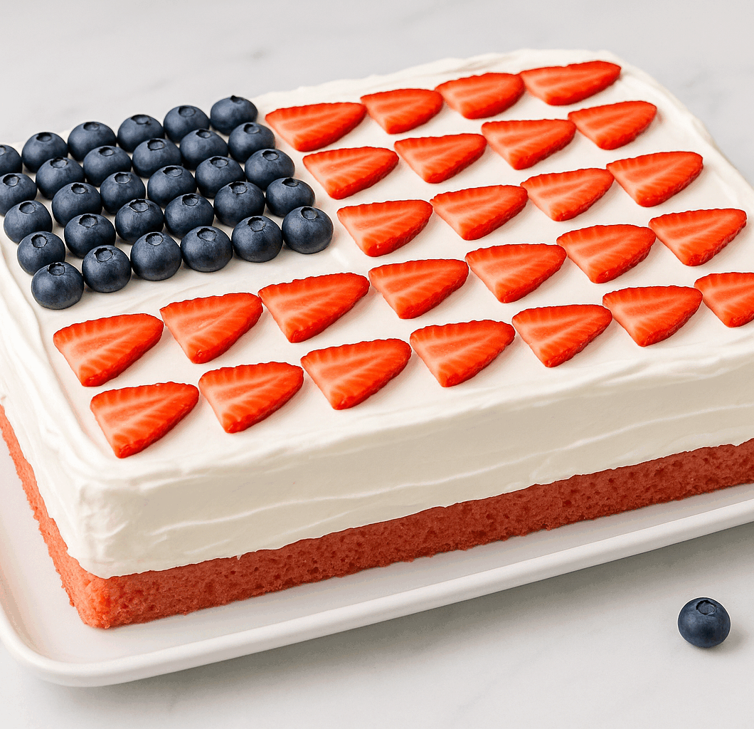 Strawberry Jello Flag Cake