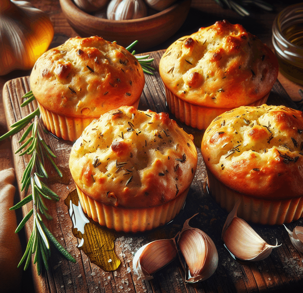 Garlic Rosemary Focaccia Muffins