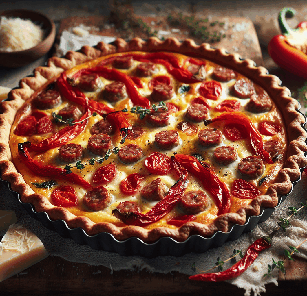 Roasted Red Pepper and Sausage Quiche