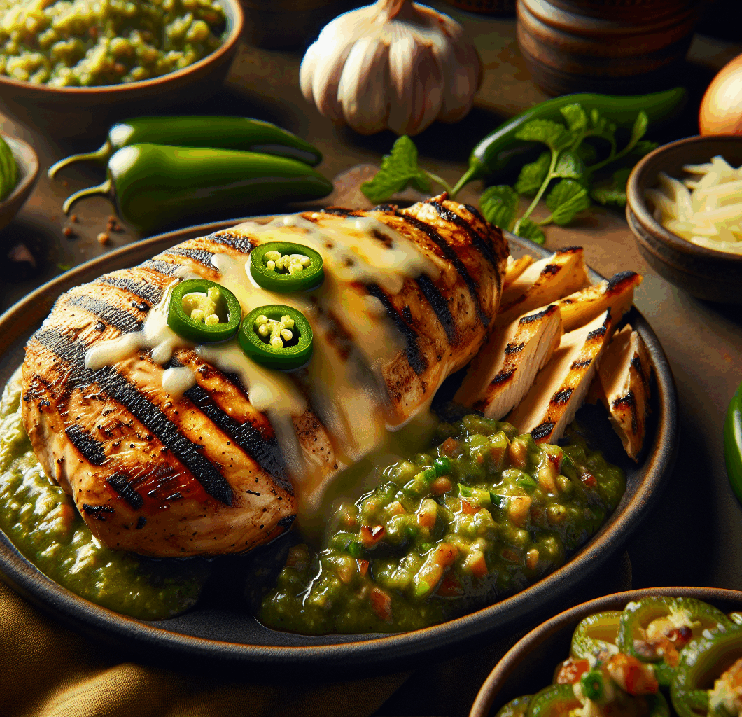 Grilled Salsa Verde Pepper Jack Chicken
