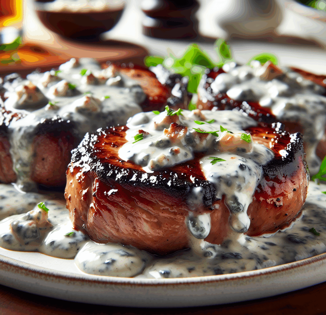 Blue Cheese Sauce with Pork Medallions