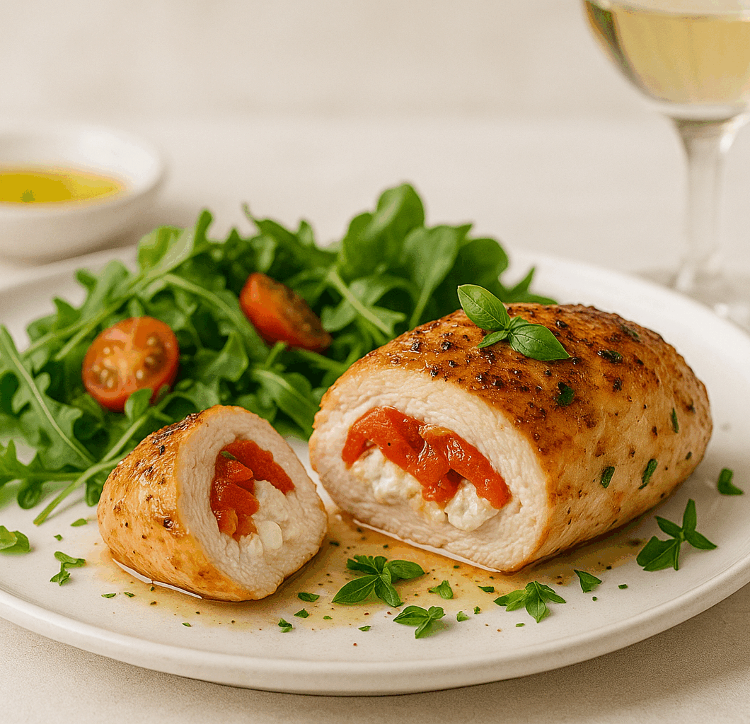 Roasted Red Pepper and Goat Cheese Stuffed Chicken