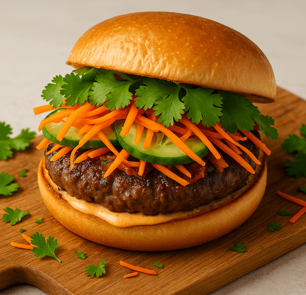 Vietnamese Bánh Mì Burgers with Sriracha Aioli