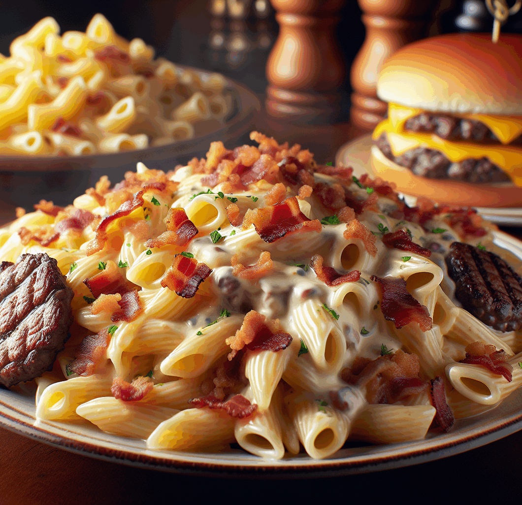 Loaded Bacon Cheeseburger Alfredo Pasta