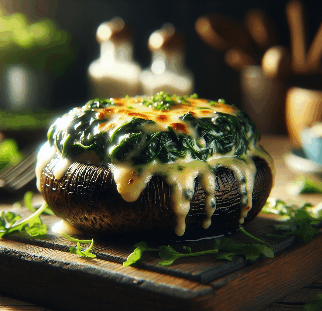 Spinach and Cheese Stuffed Portobello Mushroom