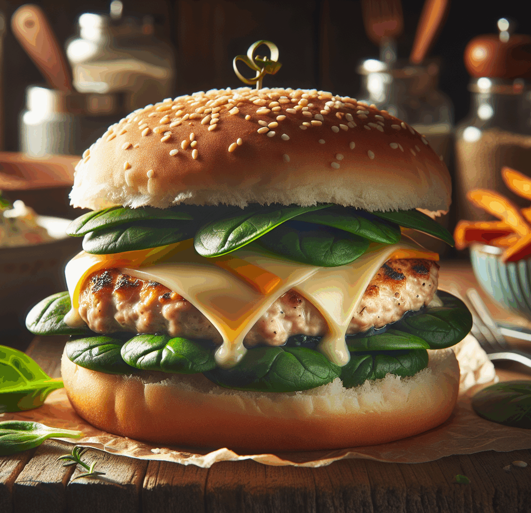 White Cheddar and Spinach Chicken Burgers