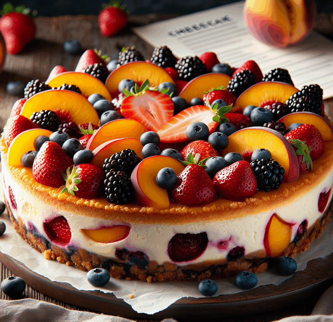 Summer Berry and Peach Cheesecake