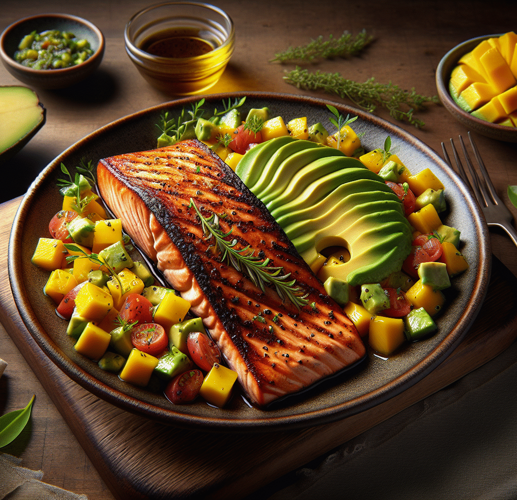 Jerk Salmon with Mango & Avocado Salsa