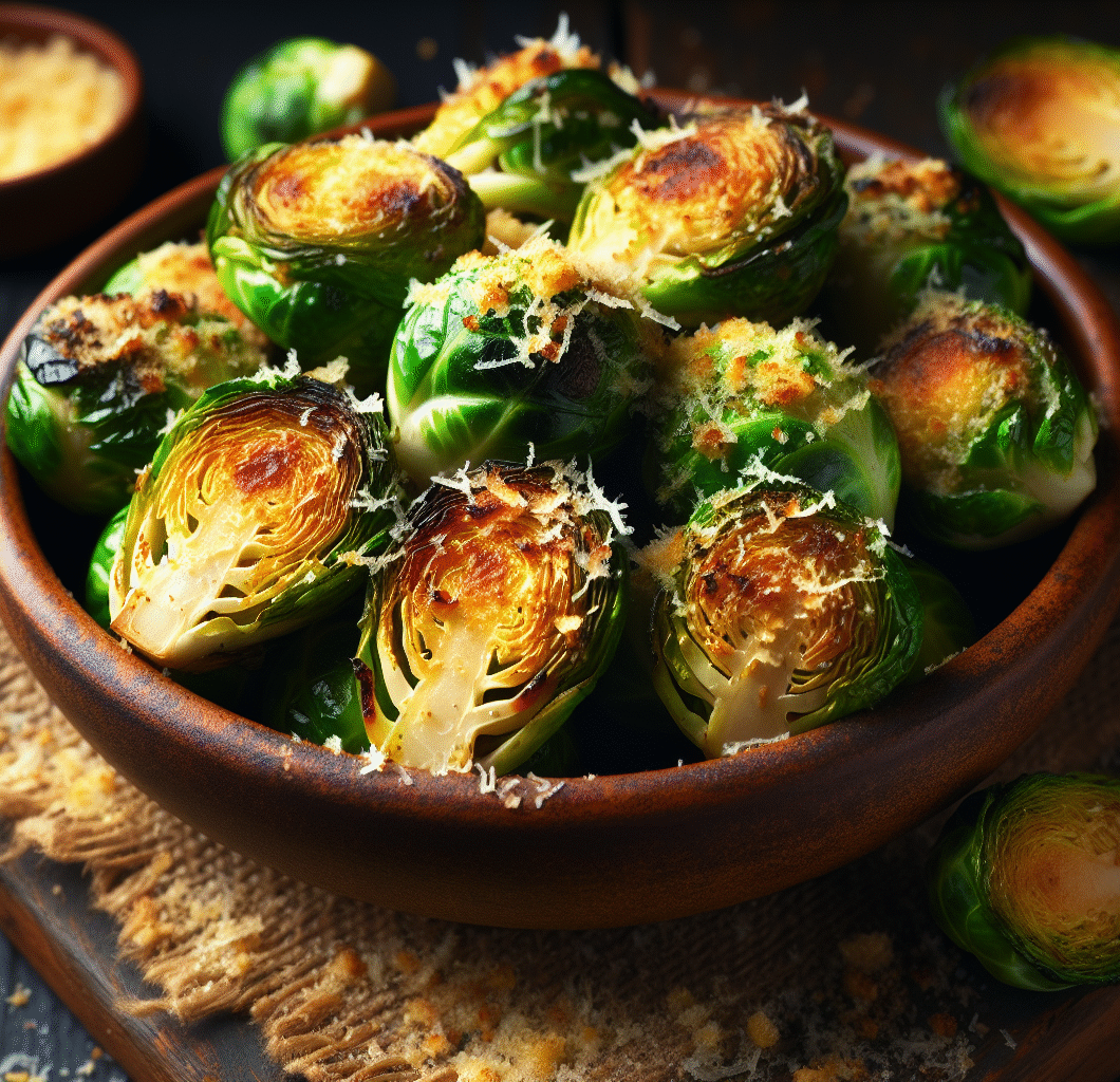 Crispy Parmesan Crusted Roasted Brussels Sprouts
