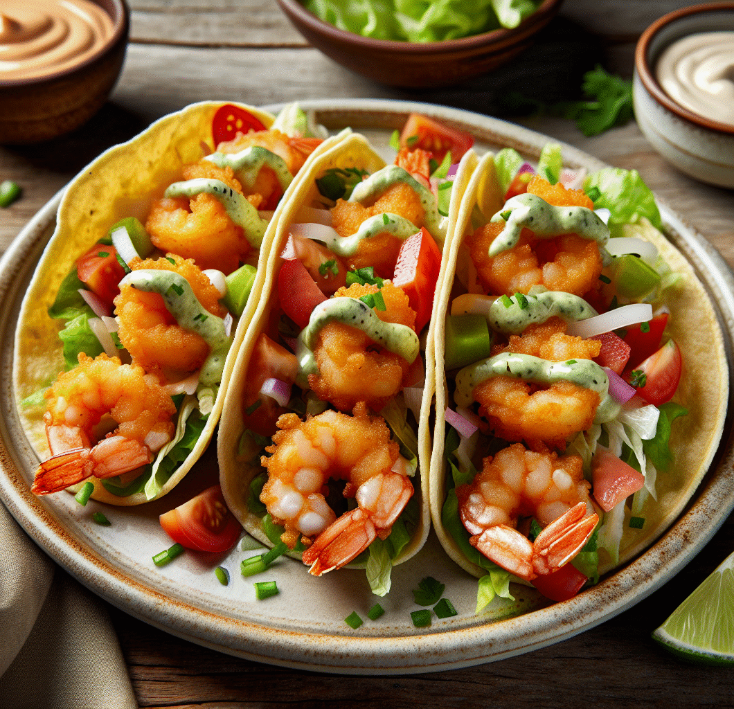 Wasabi Battered Shrimp Tacos