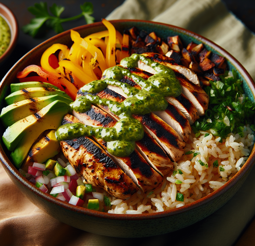 Chimichurri Grilled Chicken Bowl with Garlic Sauce