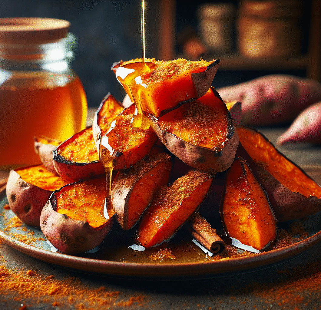 Roasted Sweet Potatoes with Cinnamon & Honey