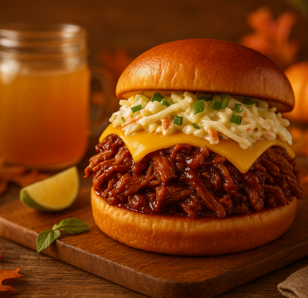 Apple Cider Pulled Pork Harvest Burger