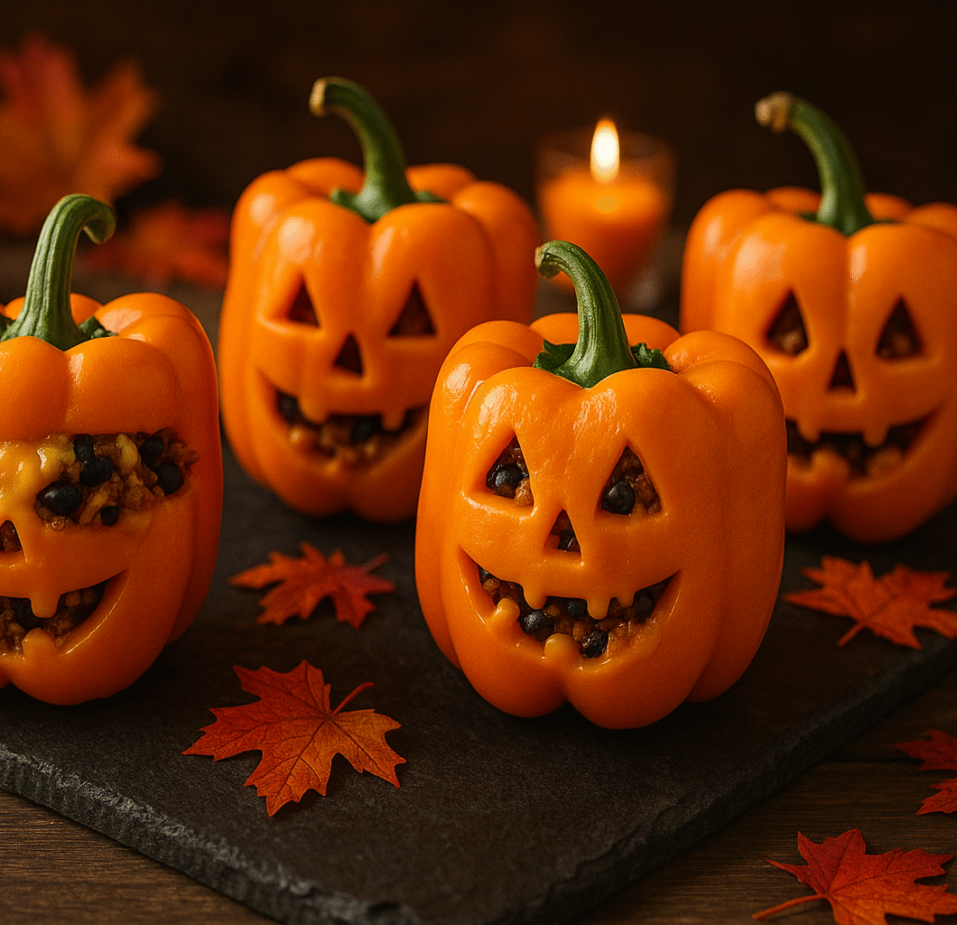 Jack-O'-Lantern Stuffed Peppers