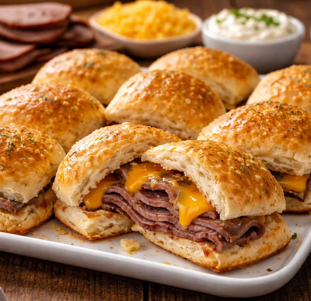 Roast Beef and Cheese Stuffed Biscuits