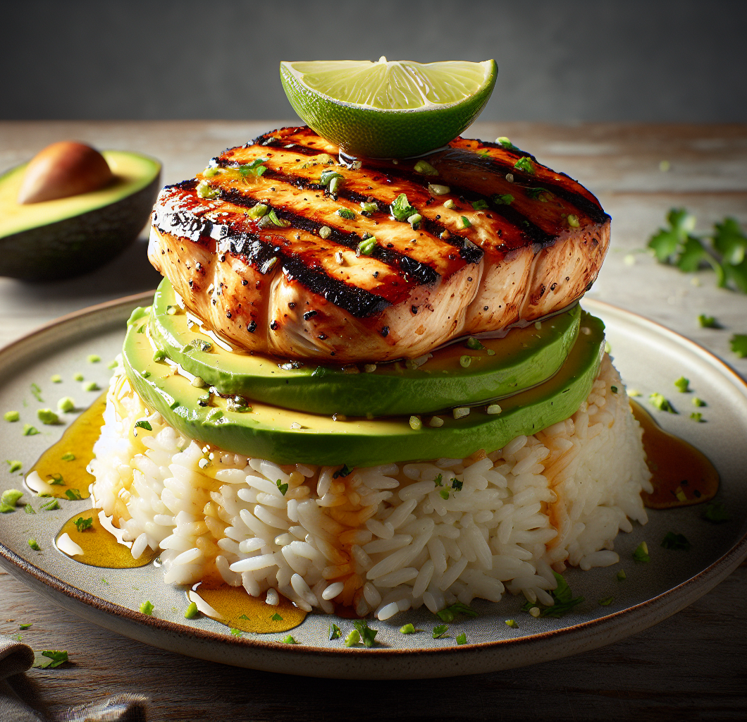 Honey Lime Chicken & Avocado Rice Stack