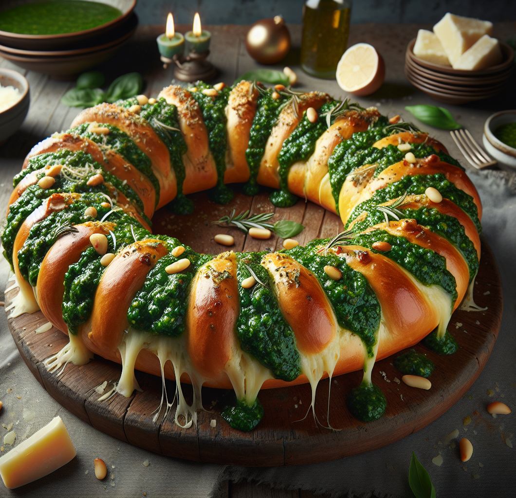 Cheesy Pesto Wreath