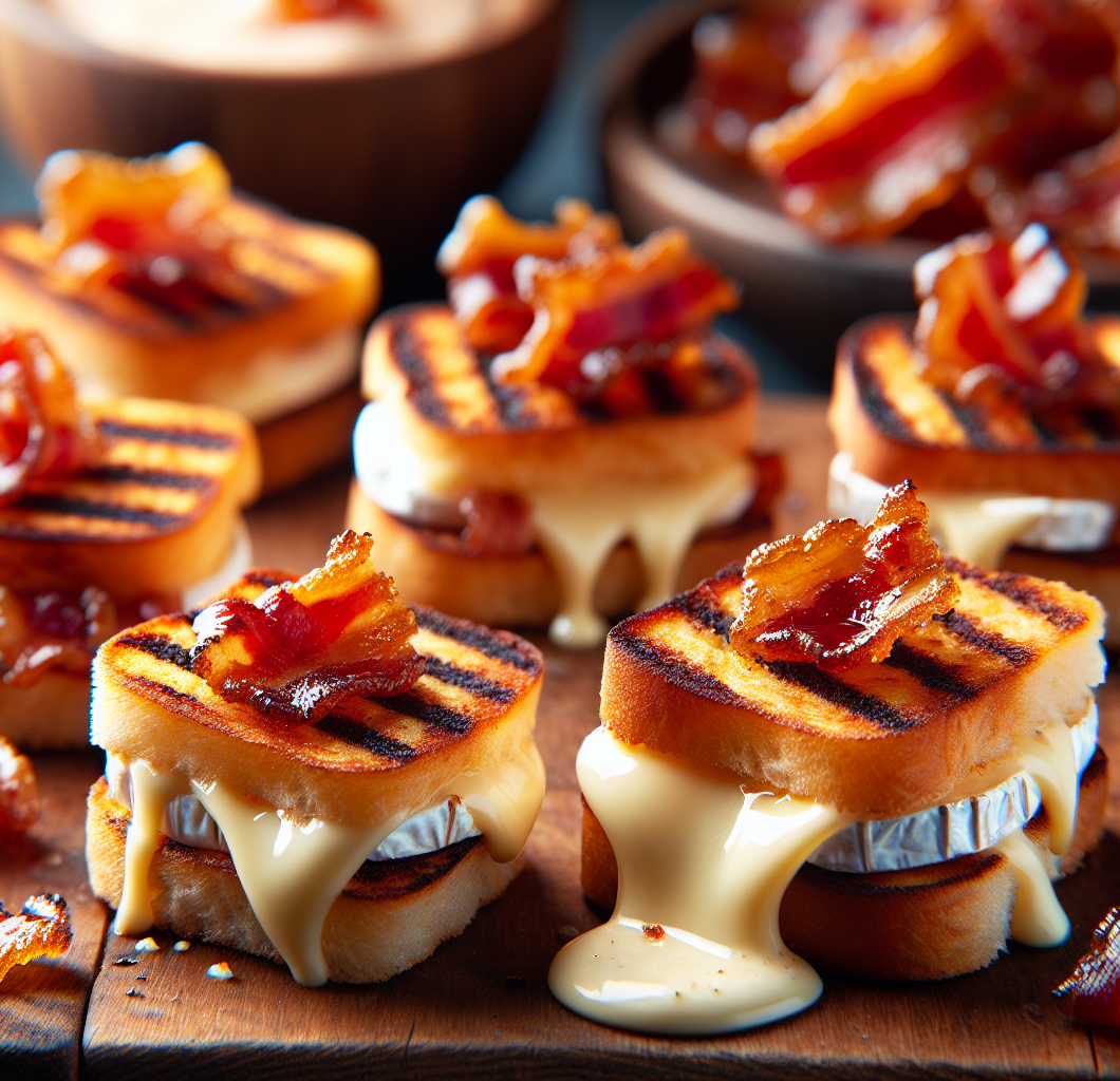 Brie and Candied Bacon Grilled Cheese Bites