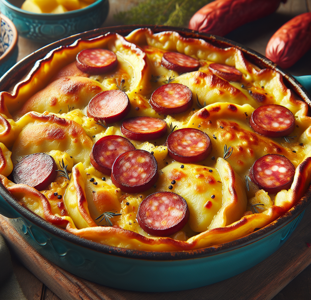 Pierogi Casserole with Kielbasa