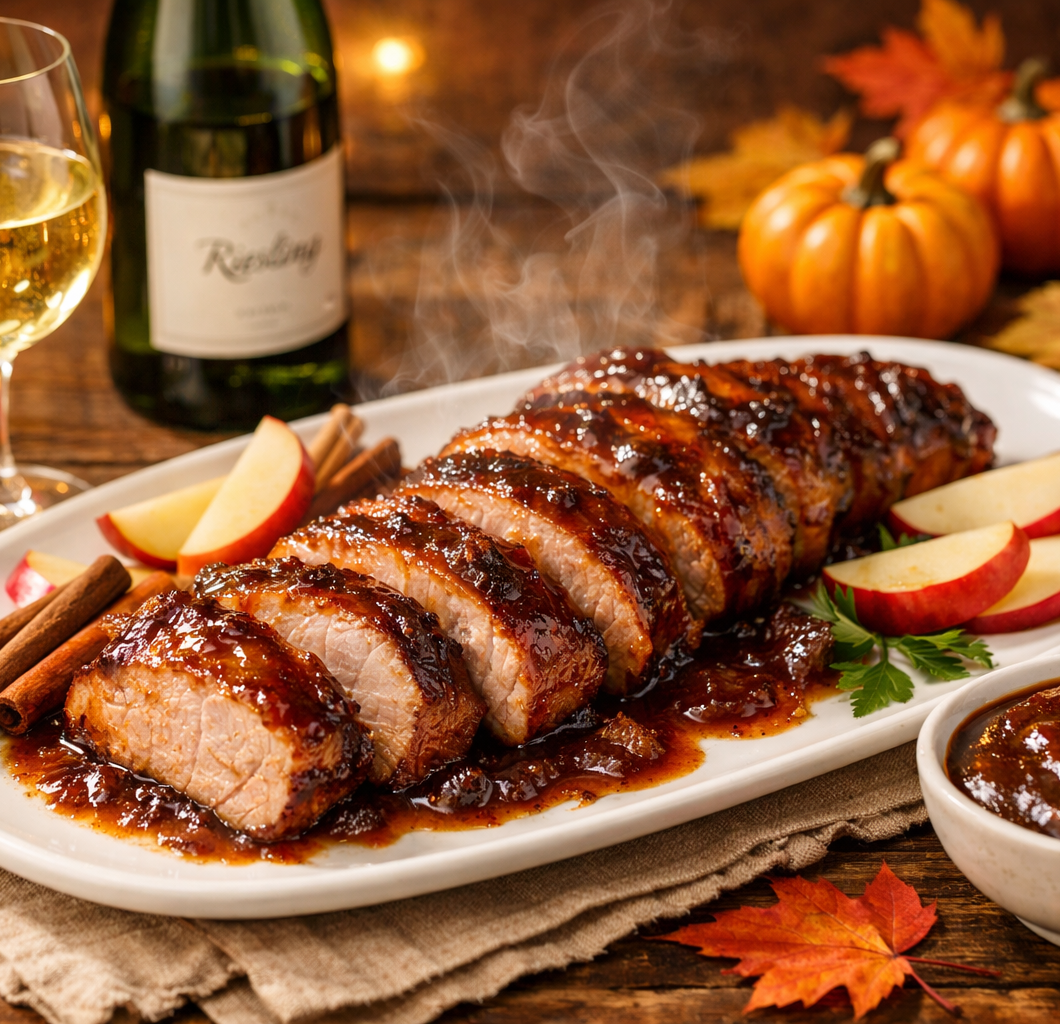 Slow Cooker Apple Butter Glazed Pork Tenderloin