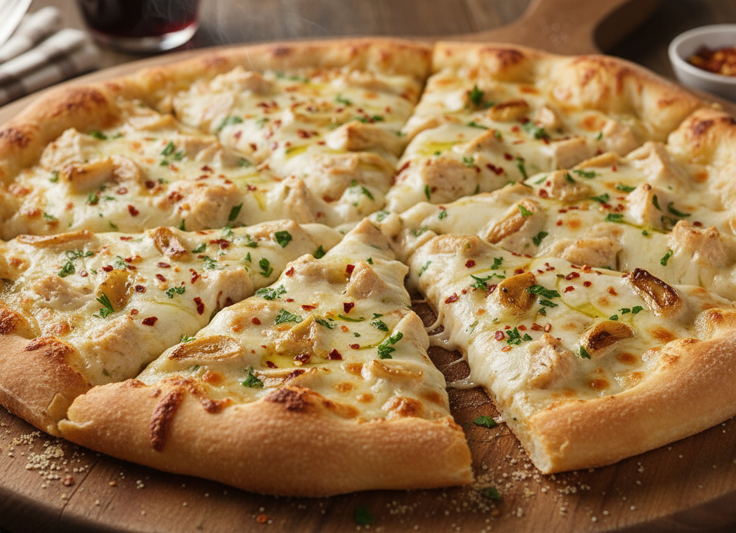 Roasted Garlic White Chicken Pizza