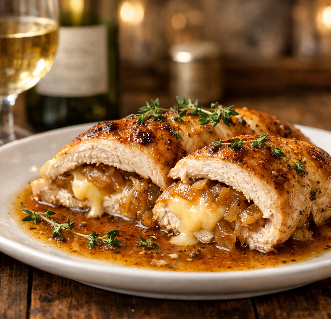 French Onion Stuffed Chicken Breast