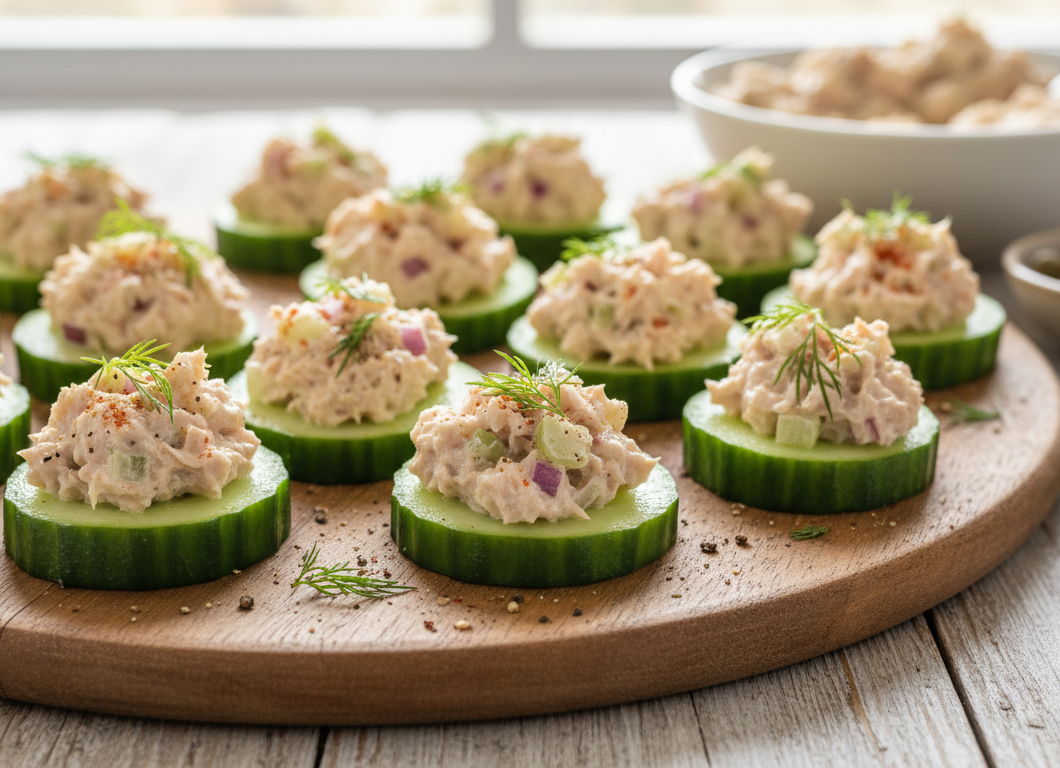 Tuna Salad Cucumber Bites