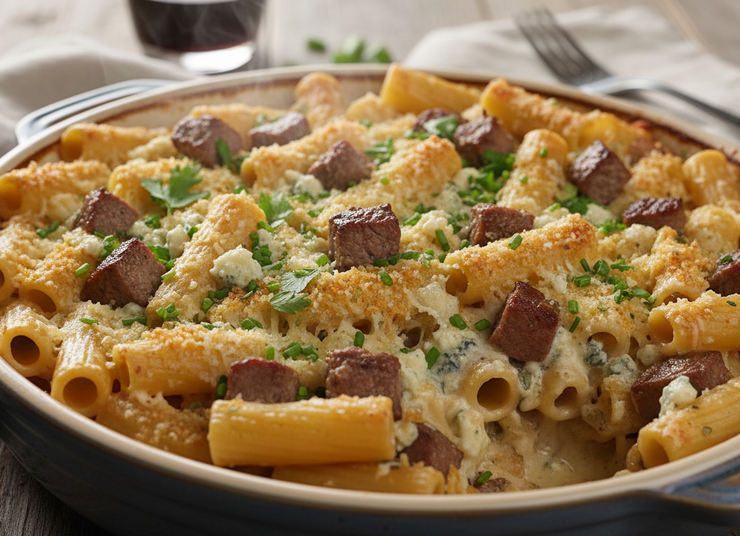 Steak & Blue Cheese Rigatoni Bake