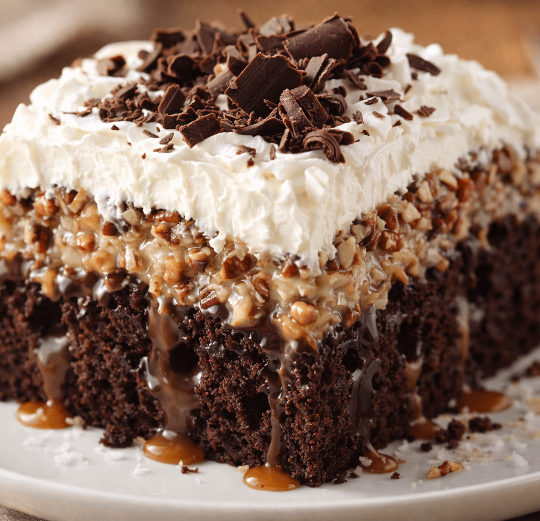 German Chocolate Poke Cake