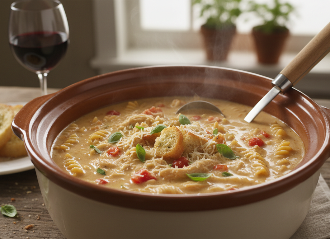 Crock Pot Creamy Chicken Parmesan Soup