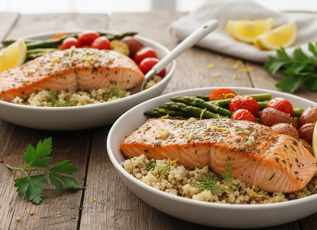 Lemon Herb Salmon Bowls