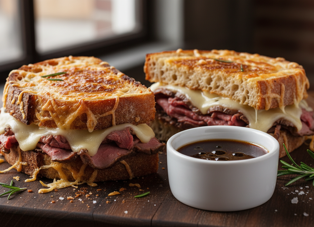Crispy French Dip Grilled Cheese