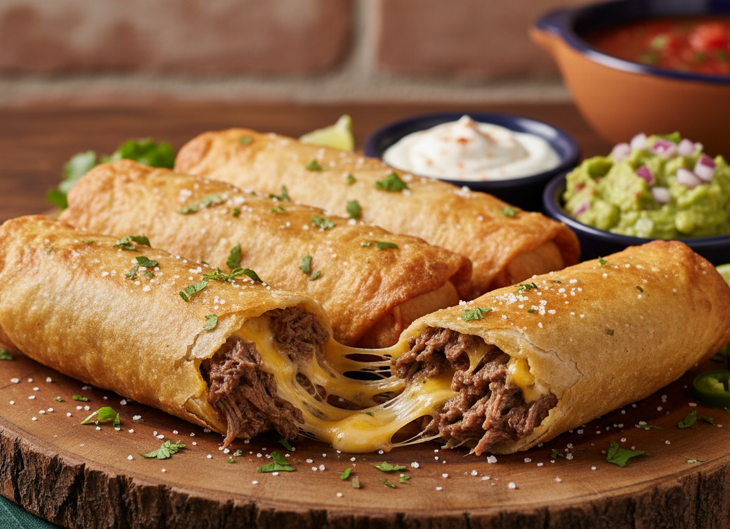 Beef and Cheese Chimichangas