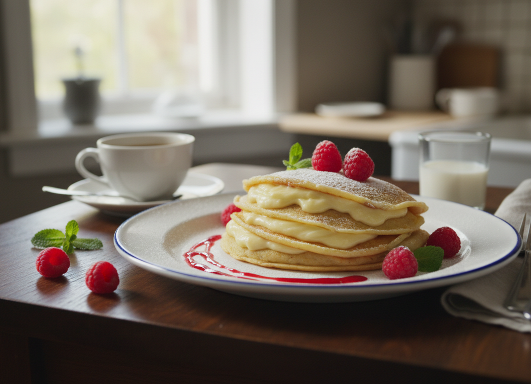 Raspberry Vanilla Cream Crepes