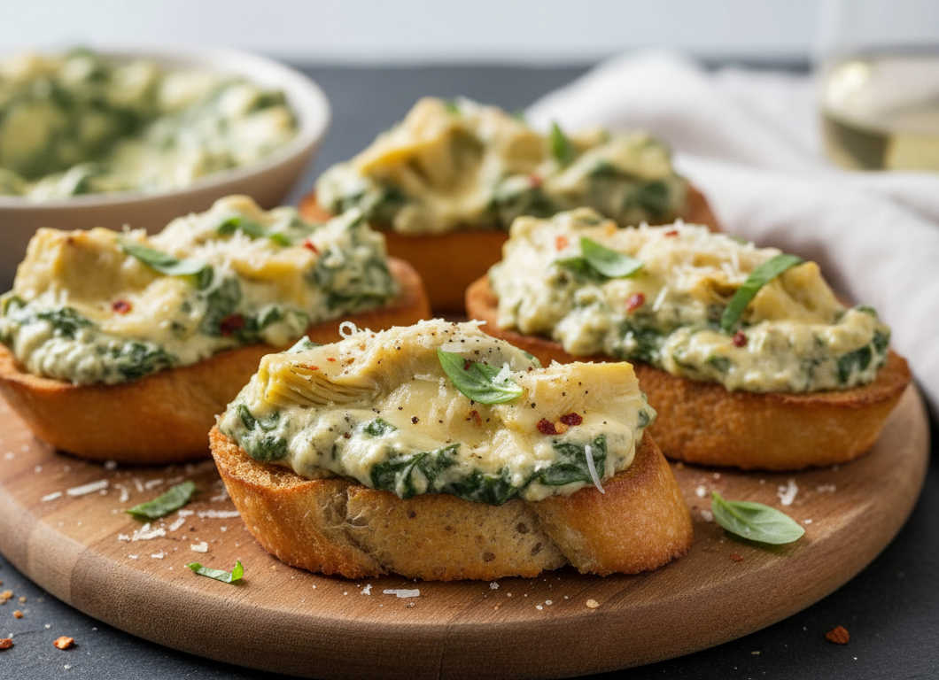 Spinach Artichoke Crostini