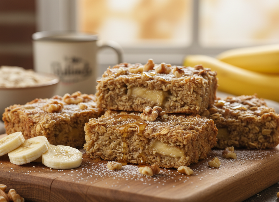 Banana Walnut Baked Oatmeal Bars