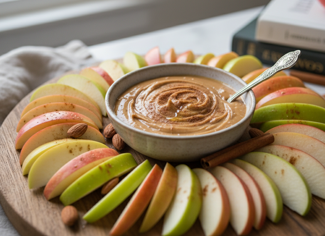 Apple Slices with Cinnamon Almond Butter Dip