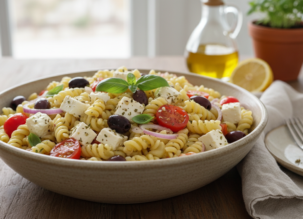 Greek Pasta with Feta and Olives