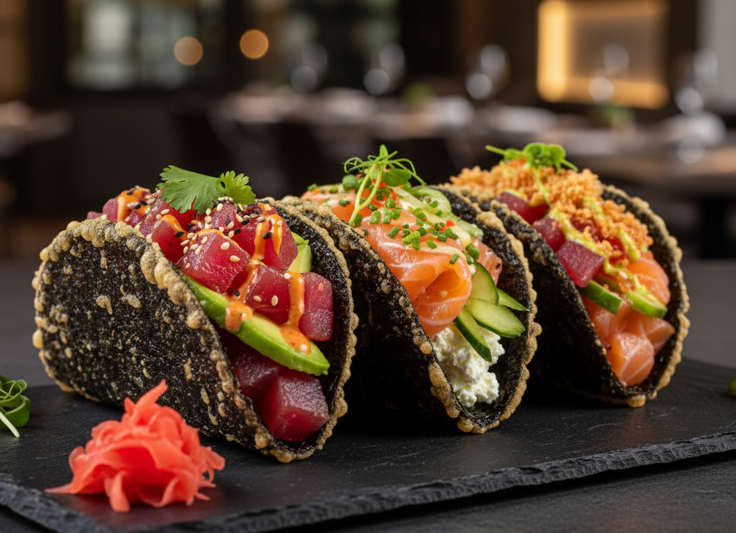 Sushi Tacos with Salmon and Tuna